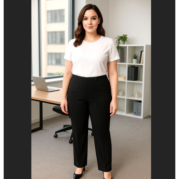 East 5th Black Dress Pants Sz 12 High Rise Straight Leg Office Career Work EUC - Picture 1 of 13